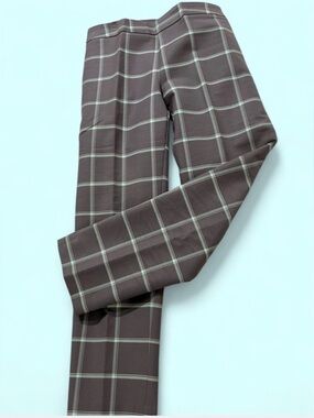 Plaid Ponte Slim Fit Ankle Pants